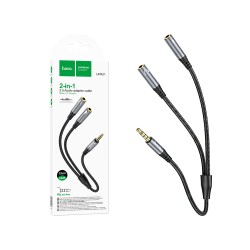 Adaptador de Àudio Hoco UPA21 3,5mm Macho para 2* Fêmea 3,5mm Cinza Metálico Adaptador de Àudio Hoco UPA21 3,5mm Macho para 2* Fêmea 3,5mm Cinza Metálico